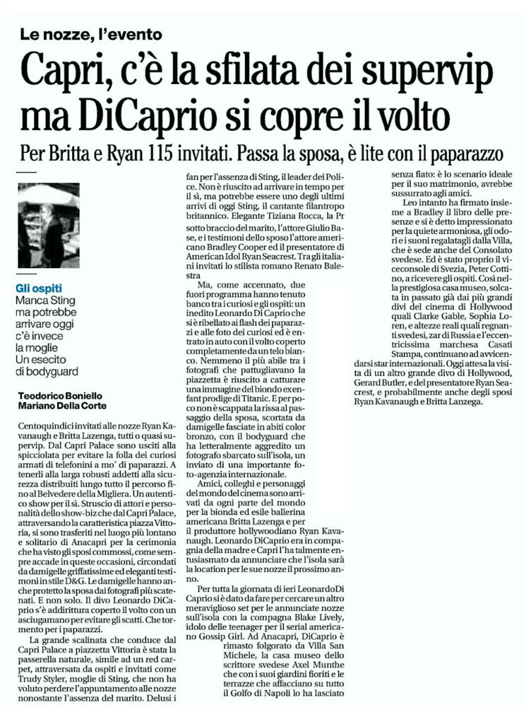 Capri, C’è La Sfilata Dei Supervip — Corriere Della Sera, Sugokuii Events