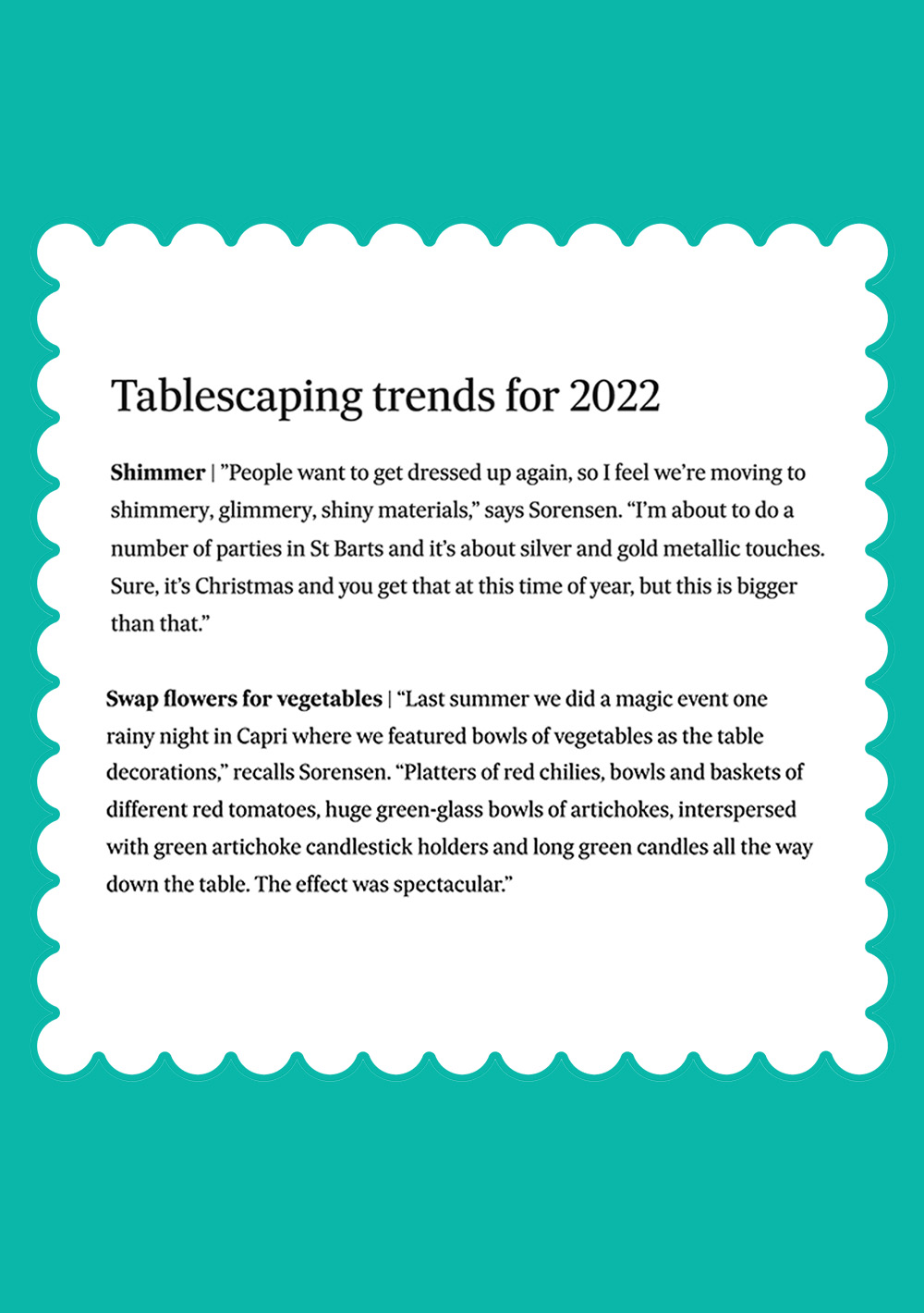 Table Dressingfrom the Experts — Financial Review, Sugokuii Events